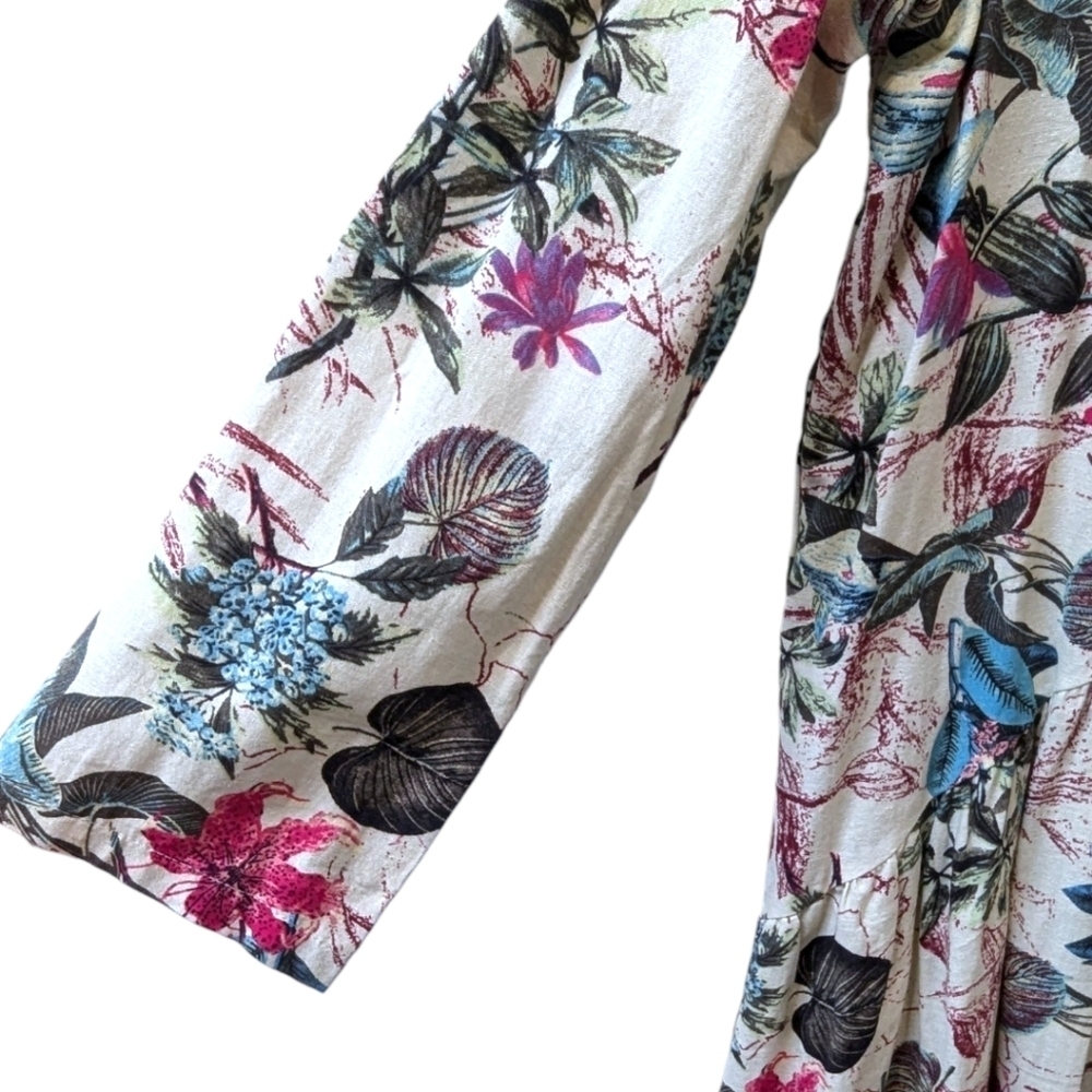 Unbranded Tropical Print Banded Collar Buttoned Shirt Front Plus Size Dress (3X) - Picture 7 of 7